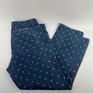 Tommy Hilfiger Polka Dot Blue Denim Jeans Women’s Size 8 Cropped Y2K Style